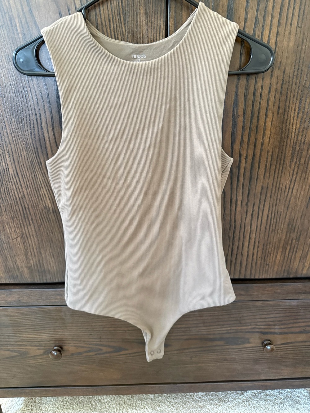 nuuds Ribbed Sleeveless Bodysuit in Taupe